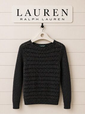 LAUREN RALPH LAUREN – Black Open-Knit Sweater – Size L